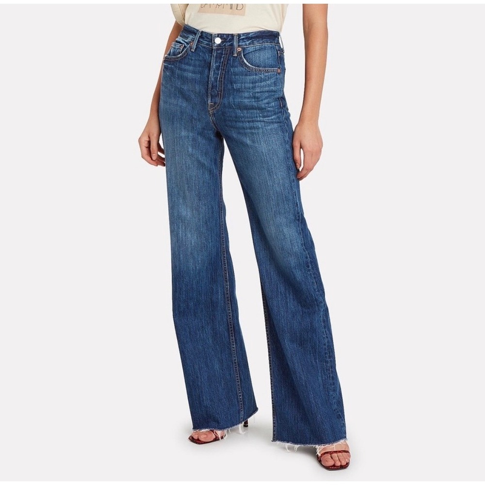 GRLFRND Carla Wide Leg Straight High Rise‎ Jeans Blue Sunday 29